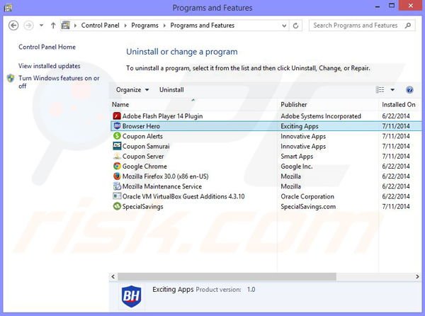 desinstalar el adware browser guard del Panel de control