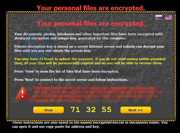 Virus ransomware de Citroni 'Sus archivos personales han sido encriptados