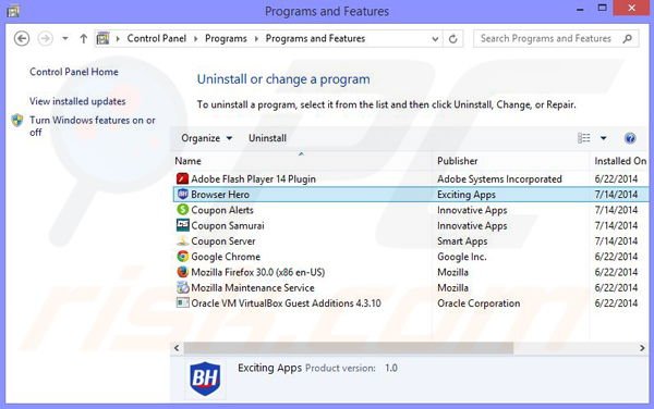 desinstalar el adware Clean Browser del Panel de control