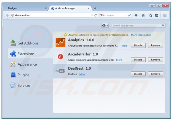 Eliminando los anuncios dealgest de Mozilla Firefox paso 2