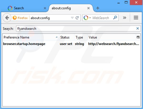 Eliminar websearch.flyandsearch.info del motor de búsqueda por defecto de Mozilla Firefox