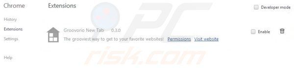Eliminando las extensiones relacionadas con groovorio.com de Google Chrome