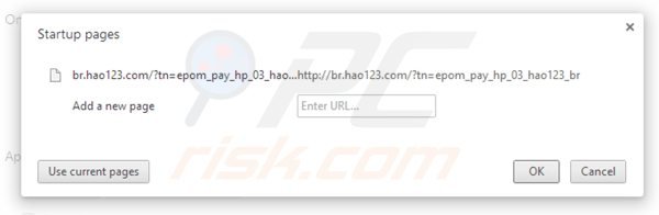 Eliminando hao123.com de la página de inicio de Google Chrome