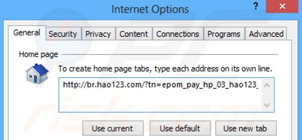 Eliminando hao123.com de la página de inicio de Internet Explorer