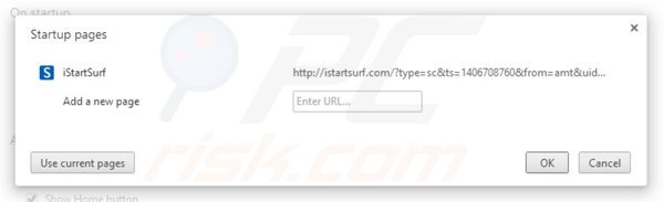 Eliminando istartsurf.com de la página de inicio de Google Chrome