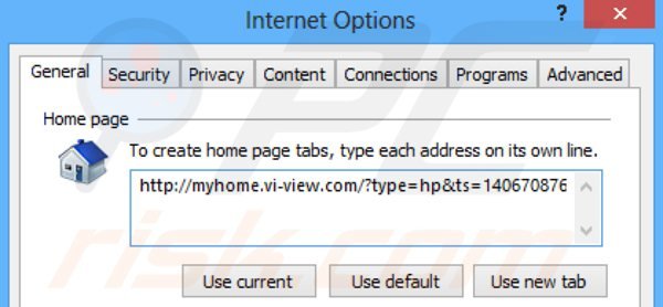 Eliminando myhome.vi-view.com de la página de inicio de Internet Explorer