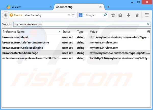 Eliminar myhome.vi-view.com del motor de búsqueda por defecto de Mozilla Firefox 