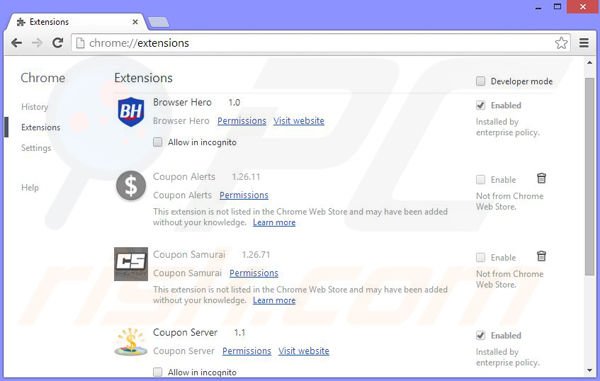 Eliminando los anuncios SafetySearch de Google Chrome paso 2