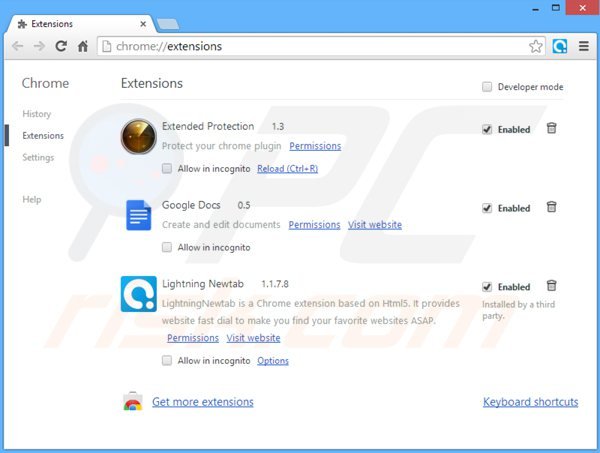 Eliminando las extensiones relacionadas con searches.vi-view.com de Google Chrome