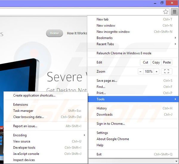 Eliminando los anuncios de Severe Weather Alerts de Google Chrome paso 1