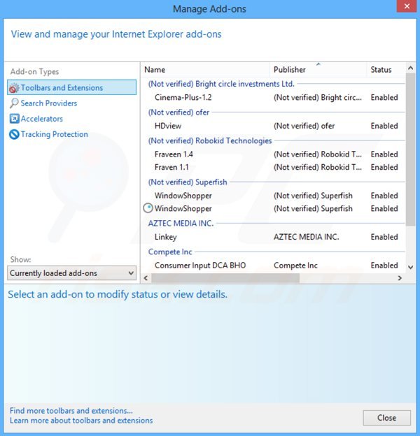 Eliminando los anuncios de smartweb de Internet Explorer paso 2