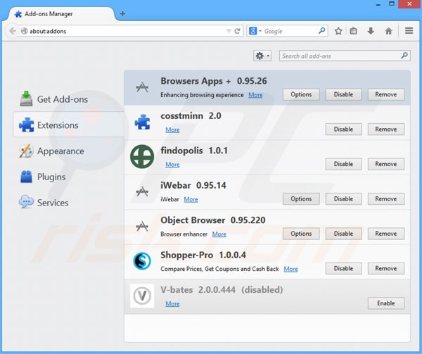 Eliminando los anuncios de browsers apps + de Mozilla Firefox paso 2