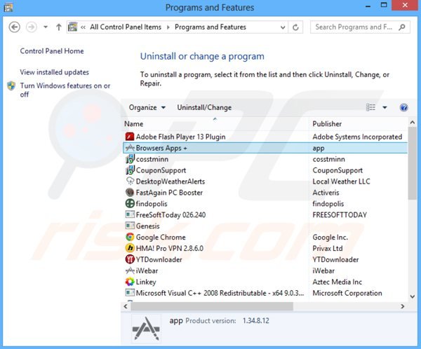 desinstalar el adware browsers apps + del Panel de control