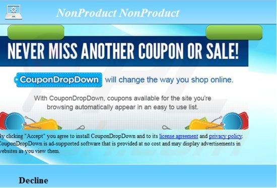 Instalador del software publicitario coupondropdown