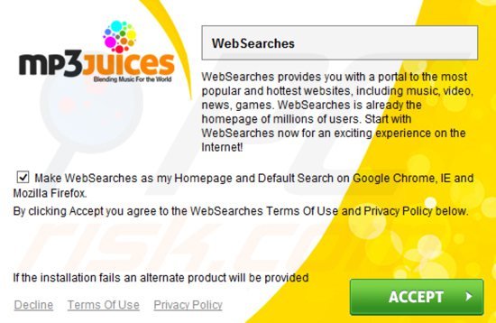 instalador del secuestrador de navegadores websearch.fixsearch.info