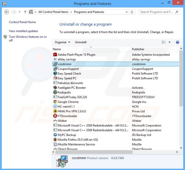 desinstalar el adware generador de anuncios information del Panel de control