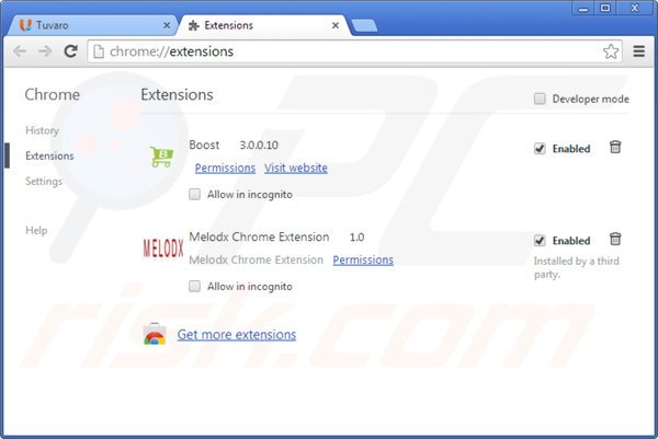 Eliminando los anuncios Melodx de Google Chrome paso 2