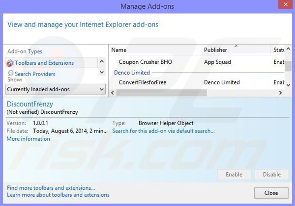Eliminando los anuncios de Meteoroids de Internet Explorer paso 2