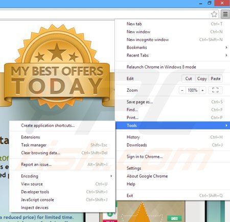 Eliminando los anuncios mybestofferstoday de Google Chrome paso 1