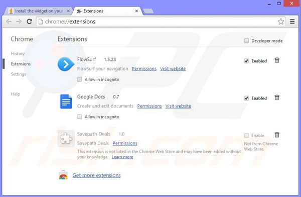 Eliminando los anuncios OneSoftPerDay de Google Chrome paso 2