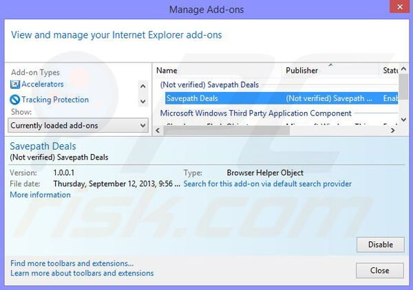 Eliminando los anuncios de OneSoftPerDay de Internet Explorer paso 2