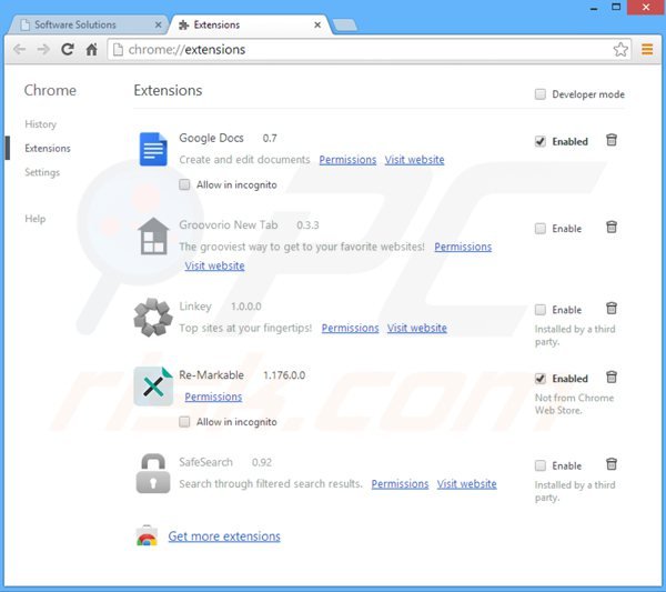 Eliminando los anuncios palmall de Google Chrome paso 2