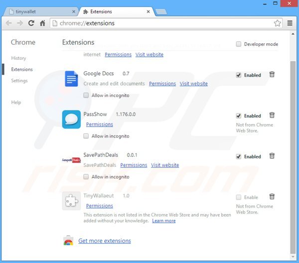 Eliminando los anuncios picrec de Google Chrome paso 2