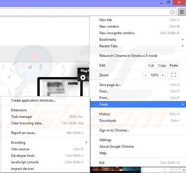 Eliminando los anuncios de Play now Radio de Google Chrome paso 1