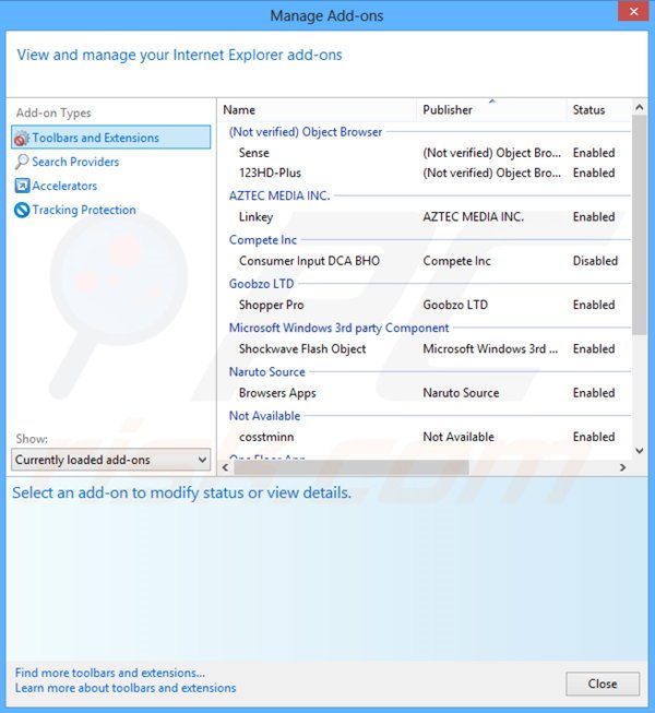 Eliminando los anuncios de 123HD-Plus de Internet Explorer paso 2