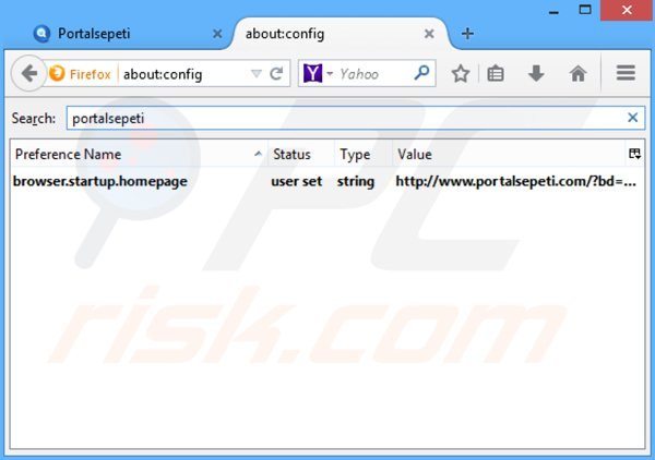 Eliminar portalsepeti.com del motor de búsqueda por defecto de Mozilla Firefox