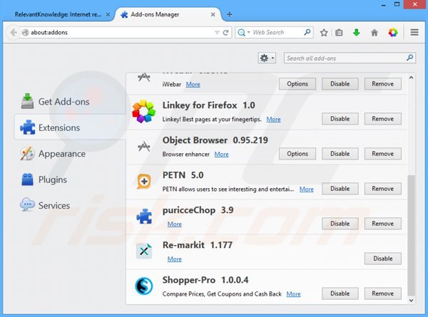 Eliminando los anuncios premieropinion de Mozilla Firefox paso 2