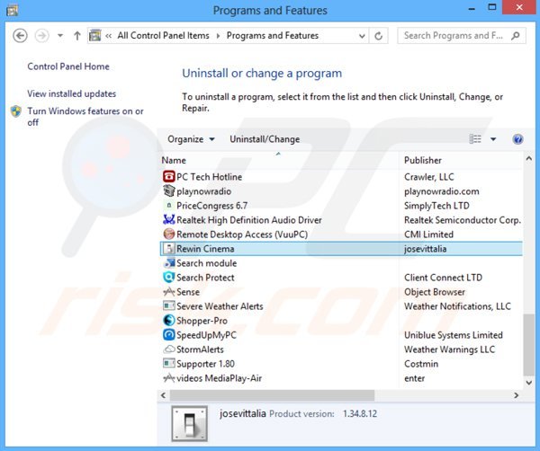 desinstalar rewin cinema del Panel de control