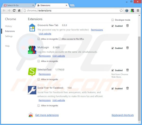 Eliminando los anuncios selectngo de Google Chrome paso 2