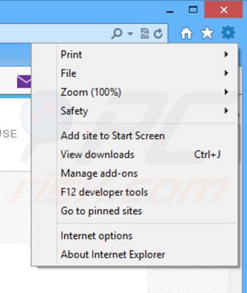 Eliminando los anuncios de tinywallet de Internet Explorer paso 1