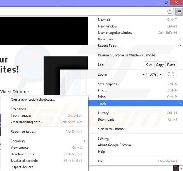 Eliminando los anuncios de Video Dimmer de Google Chrome paso 1