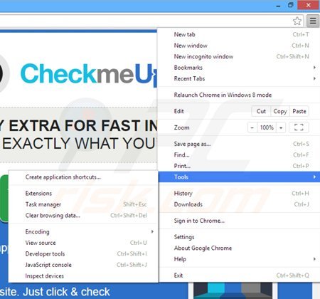 Eliminando los anuncios CheckMeUp de Google Chrome paso 1