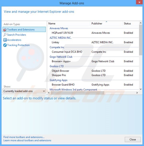 Eliminando el software publicitario relacionado con CloudGuard de Internet Explorer paso 2