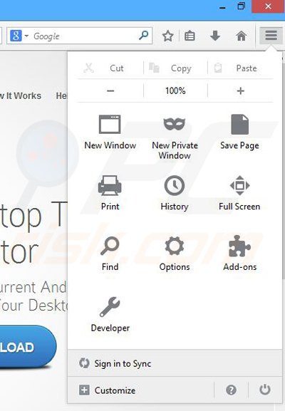cómo eliminar los anuncios de Desktop Temperature Monitor de Mozilla Firefox paso 1