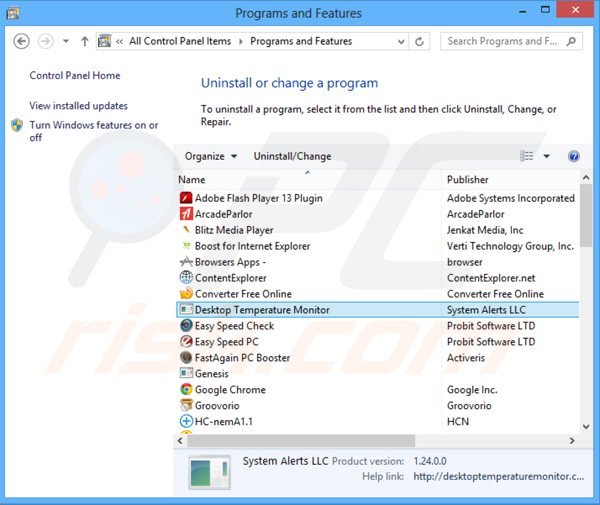 desinstalar el desktop temperature monitor del Panel de control