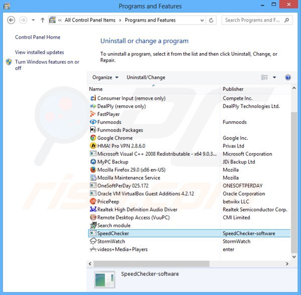 desinstalar el adware IneedSpeed del Panel de control