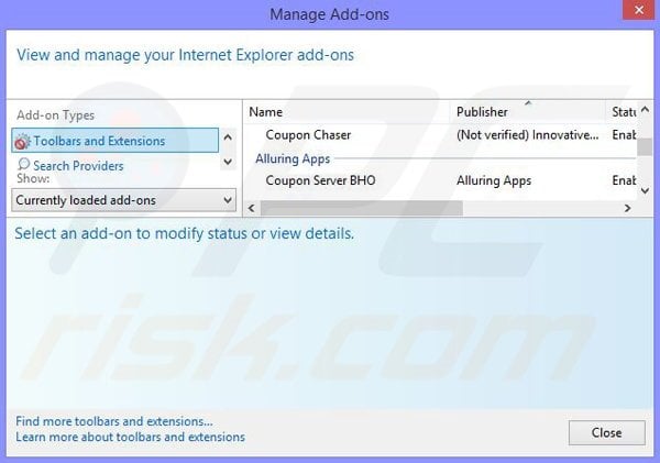 Eliminando los anuncios de Insta Share de Internet Explorer paso 2