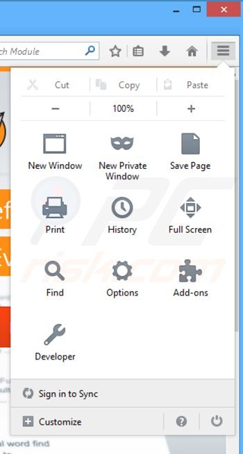 Eliminando el software publicitario relacionado con LookThisUp de Mozilla Firefox paso 1