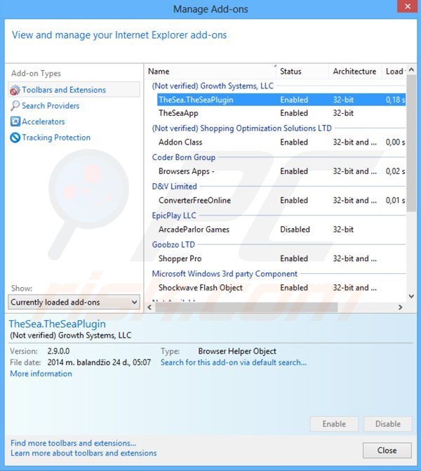 Eliminando el software publicitario relacionado con LookThisUp de Internet Explorer paso 2
