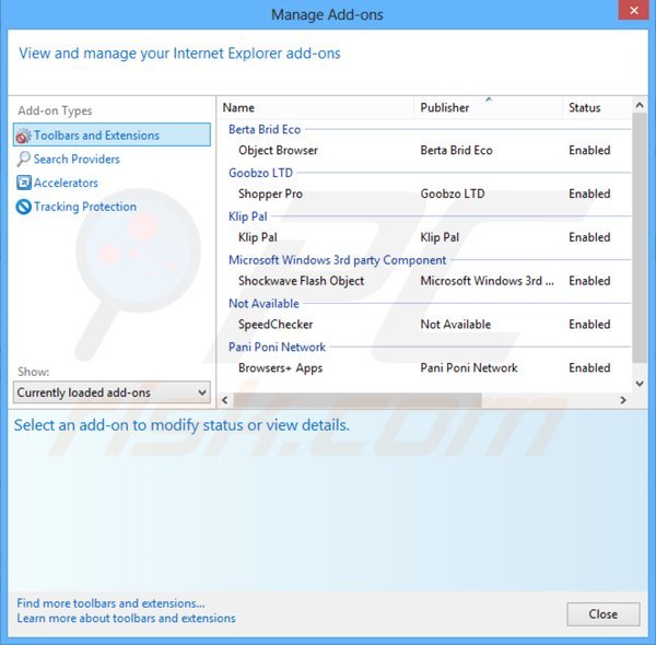 Eliminando los anuncios de MySafeProxy de Internet Explorer paso 2