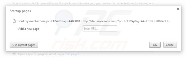 Eliminando start.mysearchs.com de la página de inicio de Google Chrome