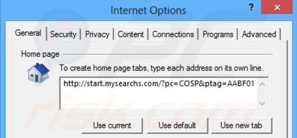 Eliminando start.mysearchs.com de la página de inicio de Internet Explorer