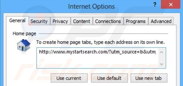 Eliminando mystartsearch.com de la página de inicio de Internet Explorer