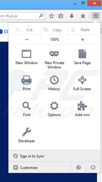 Eliminando los anuncios piccolor de Mozilla Firefox paso 1