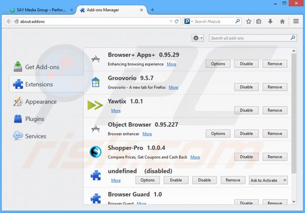 Eliminando los anuncios piccolor de Mozilla Firefox paso 2