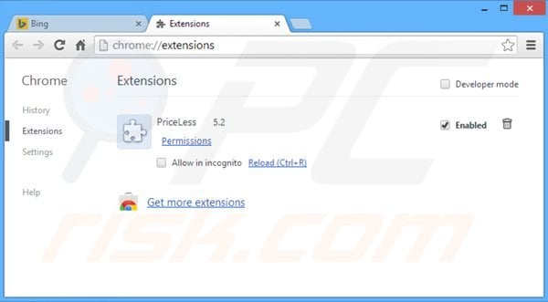 Eliminando los anuncios PriceLess de Google Chrome paso 2